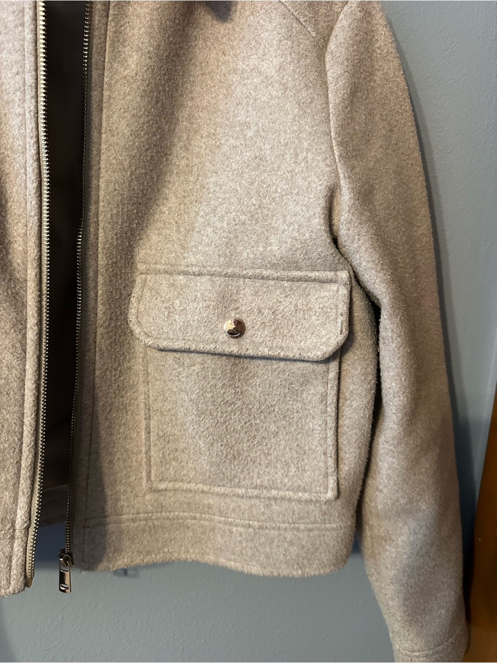Zara Light Beige Cropped Zip-Front Jacket - Picture 6 of 10